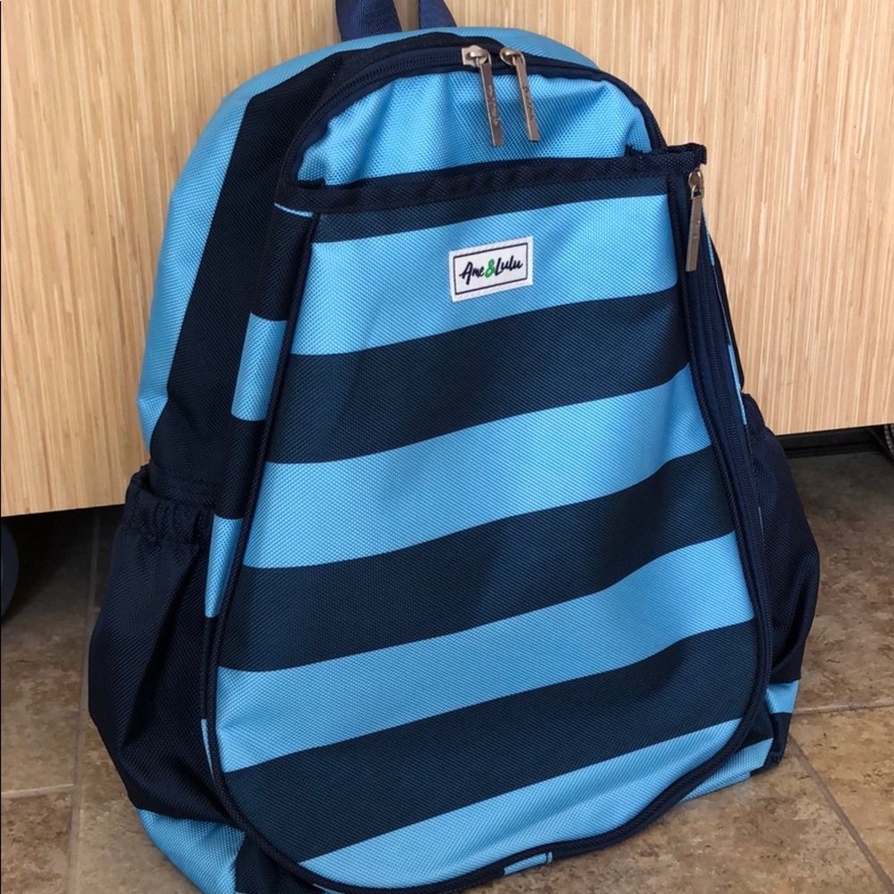 Ame & Lulu EUC tennis backpack blue stripe